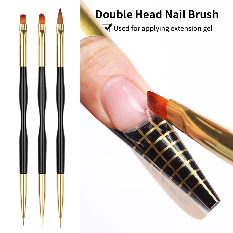 3pcs / Set Brush Pen Untuk Menggambar Kutek UV Gel Manicure