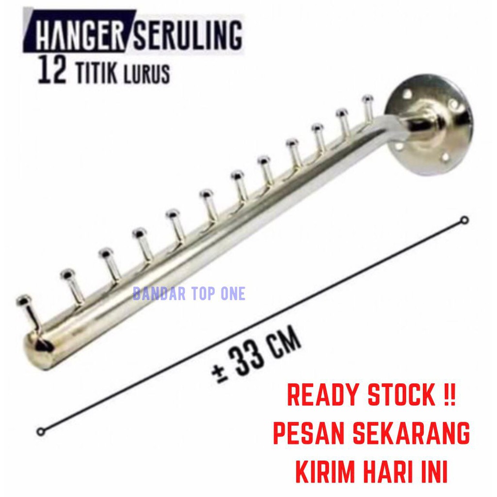 Suling Tembok 12 Paku /Hanger Suling Tekuk Tembok 12 Titik Di Paku Sekrup Tembok / Hanger suling tembok 12 titik Gantungan baju Display toko / Suling 12 titik tekuk tembok /  Hanger Suling Tempel Tembok 12 Titik Paku Gantungan Baju Display Toko