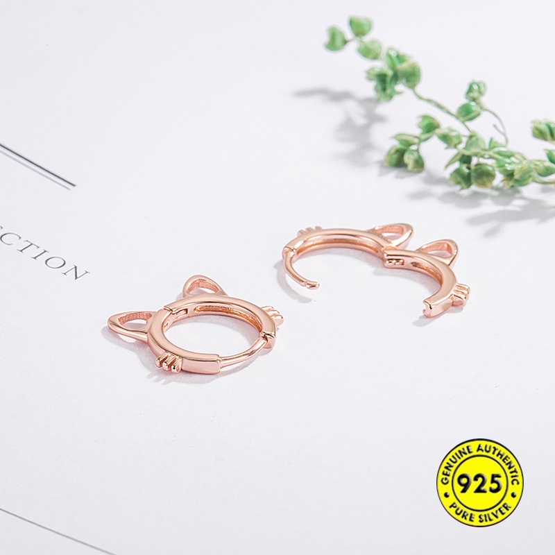 Anting Tusuk Gantung Desain Kucing Hollow Gaya Jepang Untuk Wanita