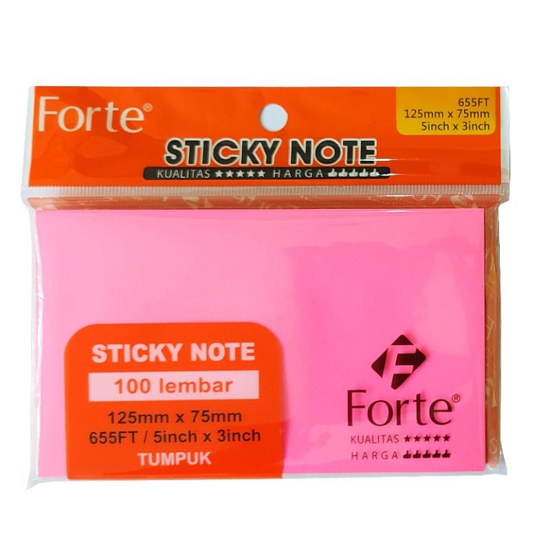 

Sticky Note / Kertas Memo Tempel Forte Warna (125mm x 75mm) 655FT