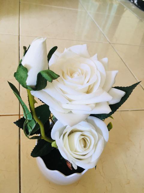 Bunga Hias Mawar Shabby Vas Lucu Unik Bunga Tiruan Hiasan Dekorasi Bunga Rose Plastik - Vb05