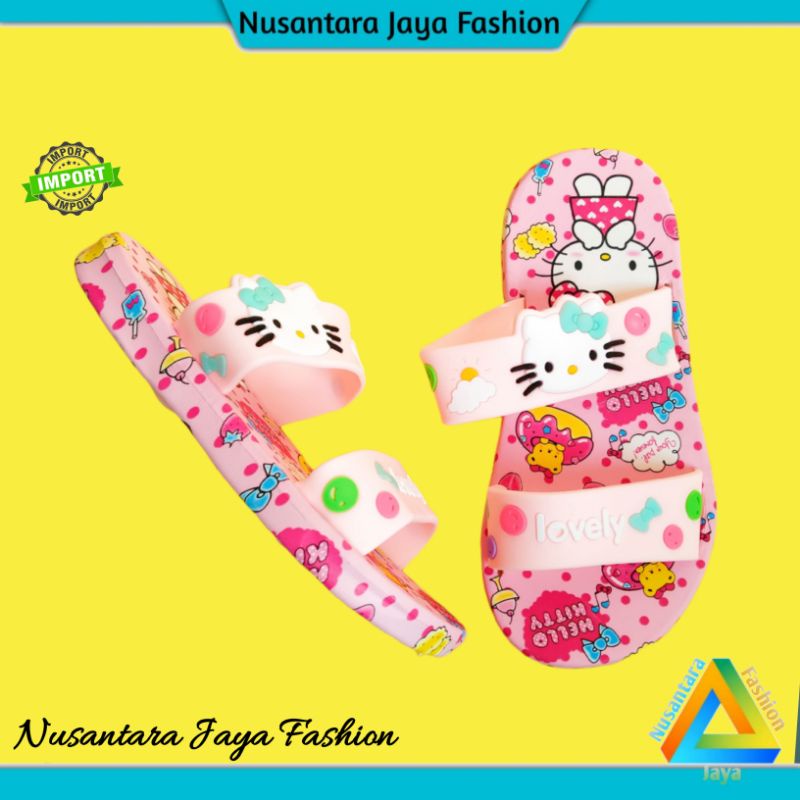 Sandal Balance Anak Tali 2 Strap CUTE Motif Hello Kitty Jelly Import