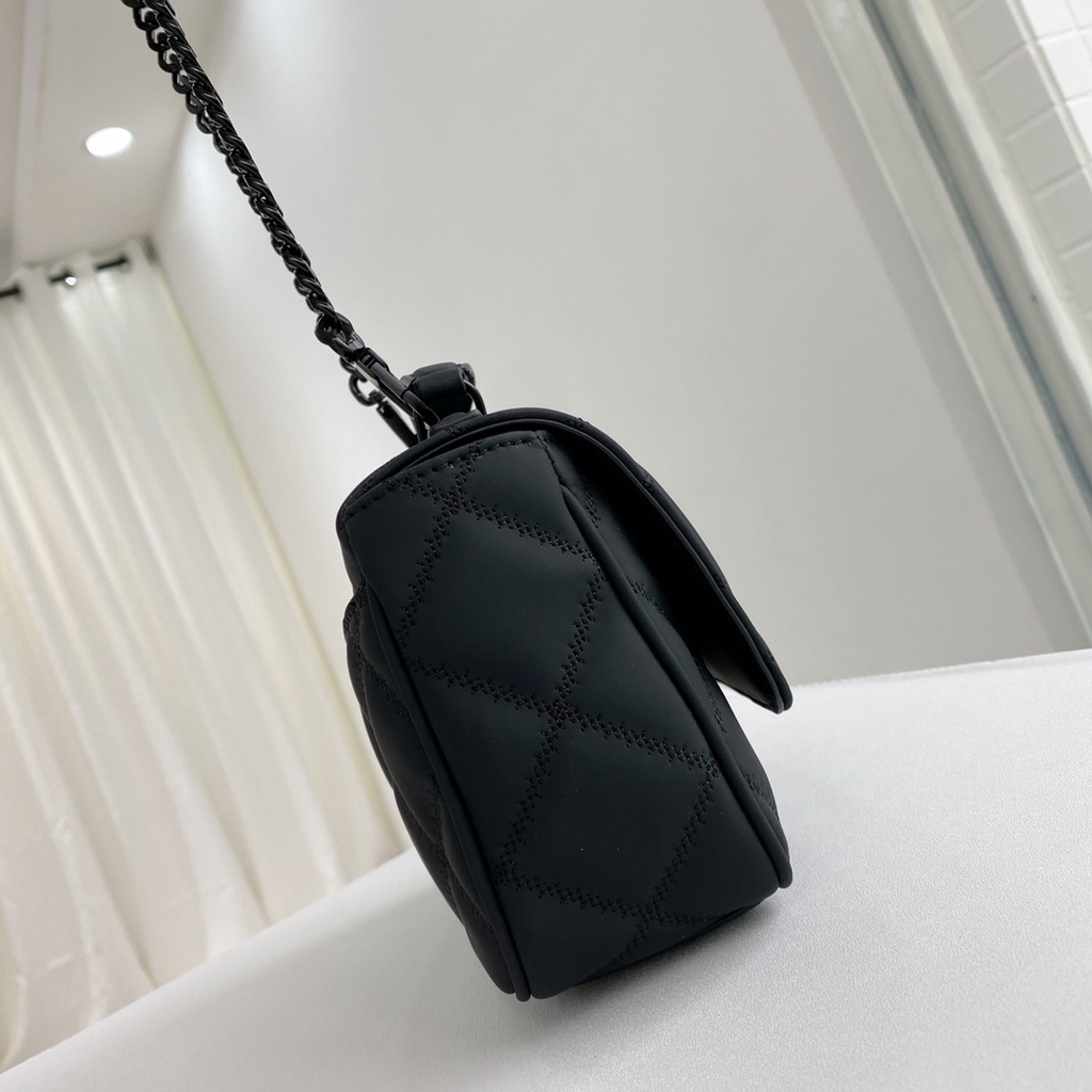 TB  44592  Hmiller series handbag messenger shoulder bag nubuck leather material, rhombus pattern smoked black bronze Hardware