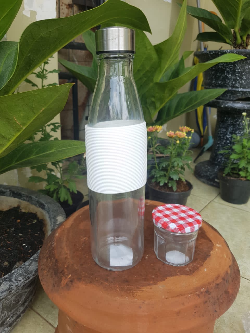 Botol Kaca Tutup Stainless 750 Ml Silicone Holder | Glass Bottle | Drinking Bottle