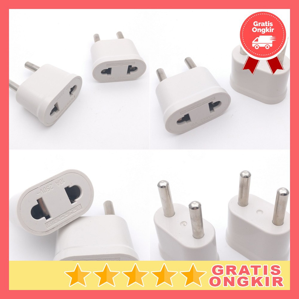 (MAINANKYU) Adapter dan Konverter Travel US to EU 1 PCS - WN-20 - White