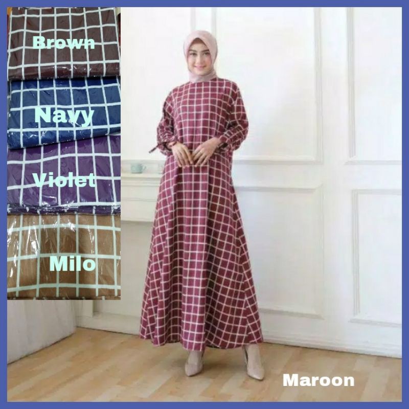 Gamis Motif Kotak Jubah Gamis Katun Dress Katun Homeydress Gamis Sar i