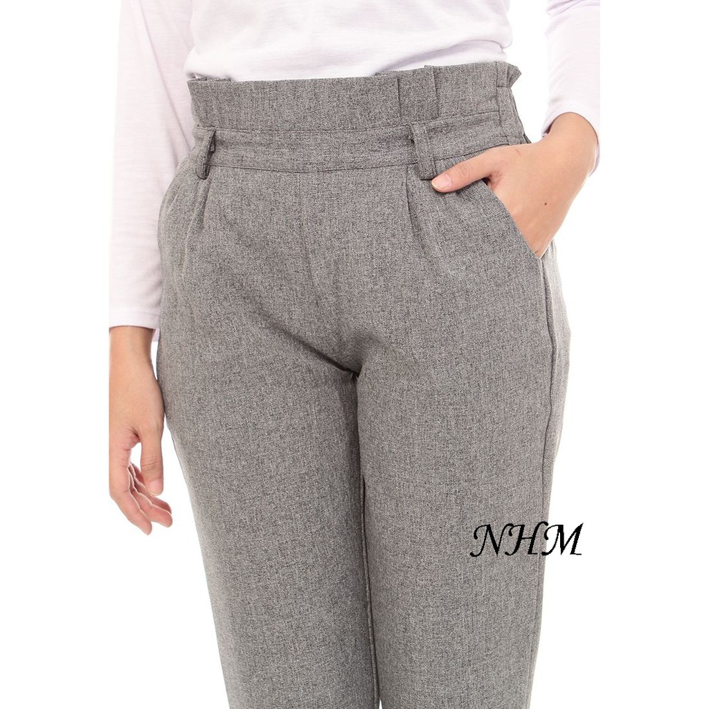 NHM WIDE PANTS Celana kerja Wanita free belt, Premium Quality, Celana Kantor