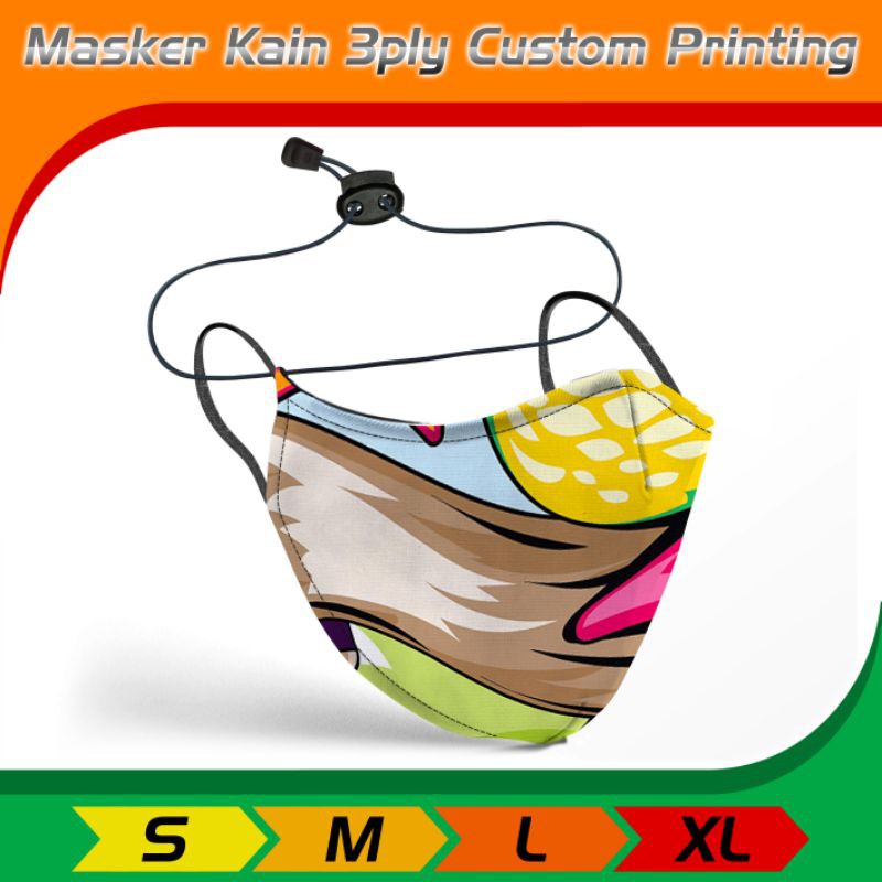 Masker Kain 3ply non medis Custom Printing satuan