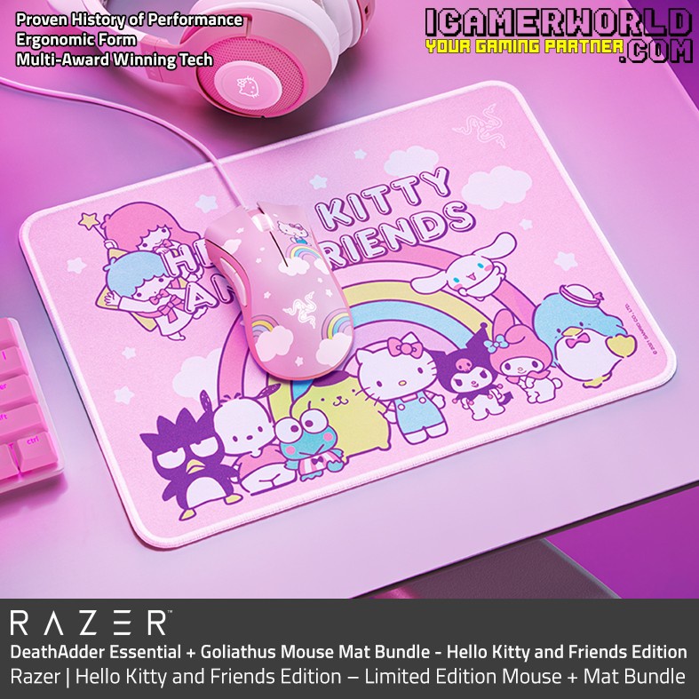 Razer DeathAdder Essential + Goliathus Mouse Mat Bundle - Hello Kitty