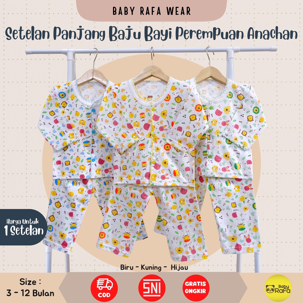 Setelan Panjang Baju Bayi Perempuan 3 - 12 Bulan Merk ANACHAN SNI