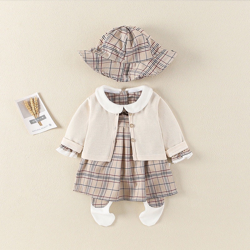 Brown plaid set / set pakaian anak bayi