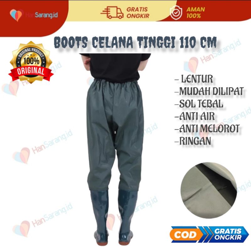 Sepatu Boots Boot But Karet Pria Wanita Dewasa Sawah Petani Panjang Model Celana Karet Lentur Kebun Mancing Tinggi 110cm