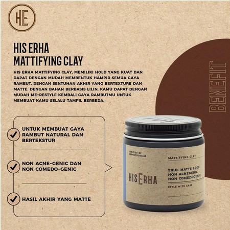 ⭐BAGUS⭐ HIS ERHA MATIFYING CLAY 120G | Pomade Rambut