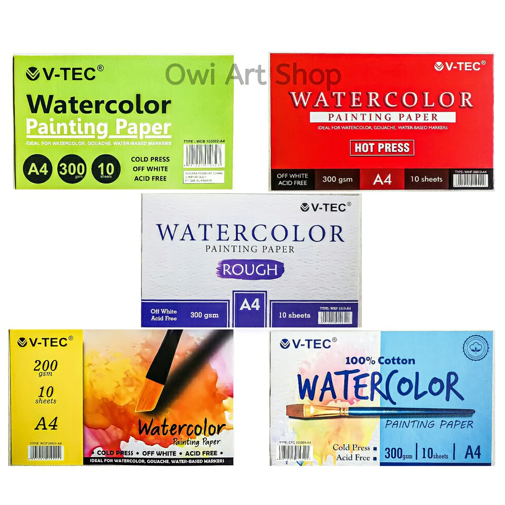 Kertas Cat Air V-TEC A3 / A4 / A5 300 gsm - V-TEC Watercolor Paper