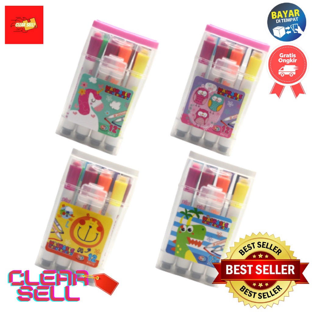 

Spidol bisa dicuci / Washable marker water colour pen 12 warna / colour K9210