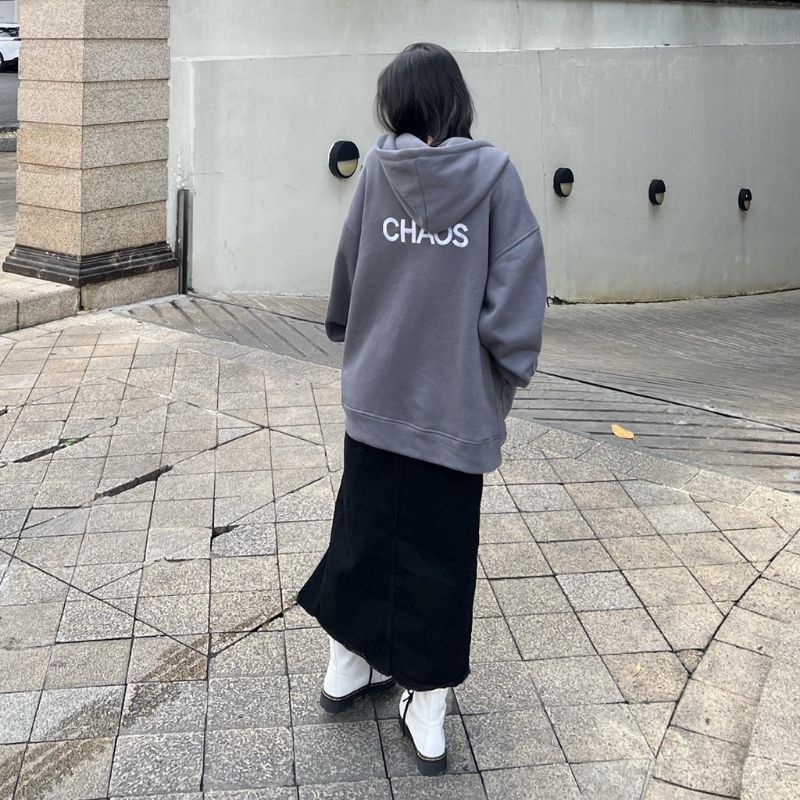 Jacket Zipper Oversize Boy Girl CHAOS (size 6XL 5XL 4XL 3XL 2XL XL L M S Cek Deskripsi) Hoodie CHAOS Jumbo Jaket Resleting Bigsize Harajuku Urban Korean Style Ulzzang Grey Abu abu Gray