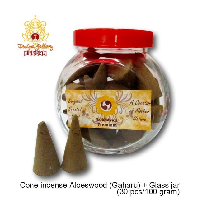 Dupa/Hio Kerucut Buhur/Bukhur Cone incense + Glass Jar (30 pcs/ 100 gram)