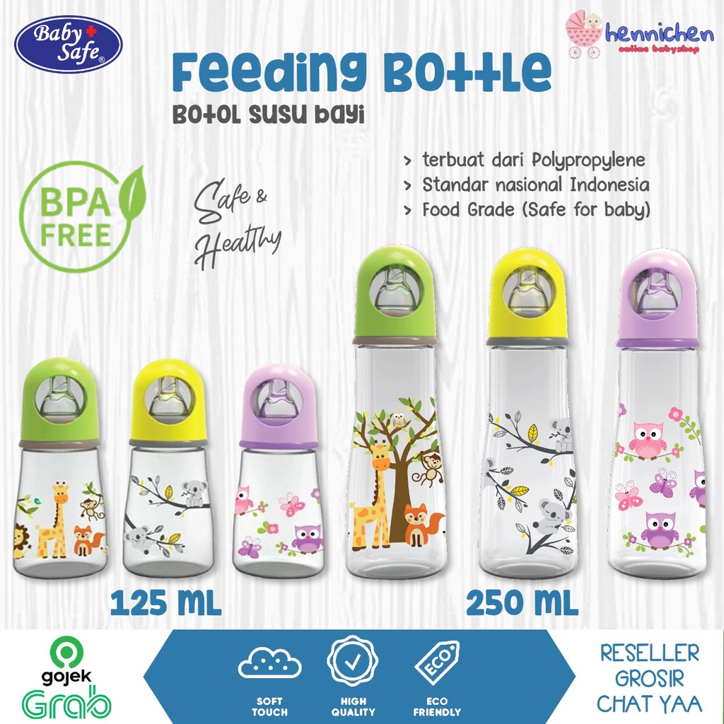 Botol Susu Bayi Baby Safe JP002 &amp; JP003 Feeding Bottle 125ml &amp; 250ml Babysafe