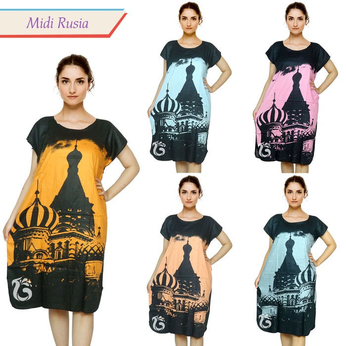 DASTER MIDI RUSIA/BAJU HAMIL/BAJU SANTAI/BAJU TIDUR/DASTER MOTIF LUCU