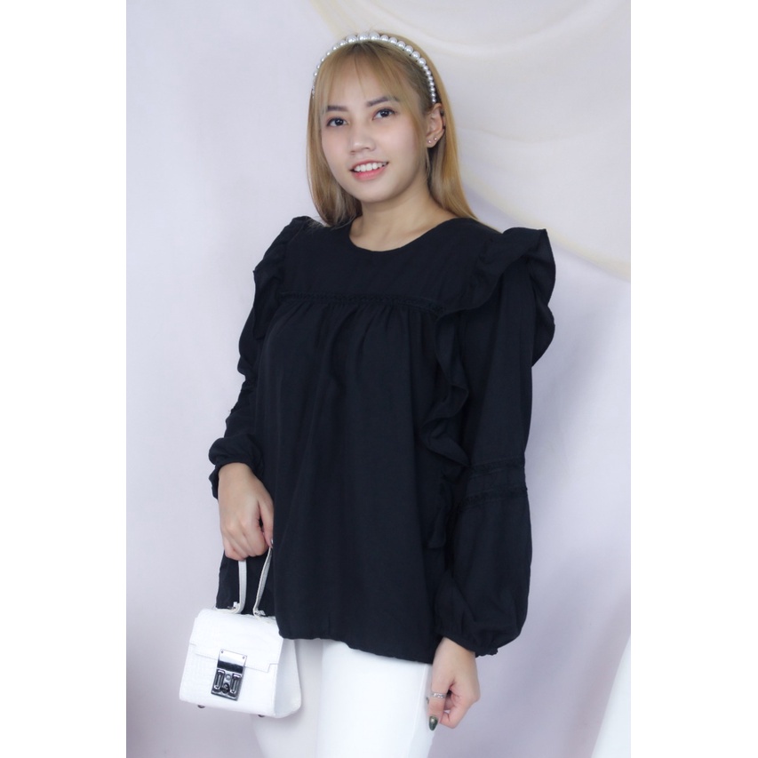 BEFAST - ZRX Blouse GHIFA / Saka Blouse / Blouse  Wanita Kekinian / Blouse Unik Polos / Blouse Kantor