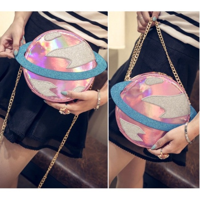 tas kempit mini shoulder sling bag wanita light pink silver glamour ck