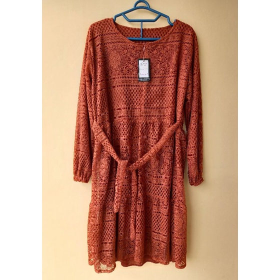 LD 120 Tunik Brukat Bata Pink Cream