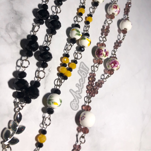 

Lanyard Beads Manik Kalung Name Tag Tali Nametag Mute Mote Id Card Necklace seri RANTAI