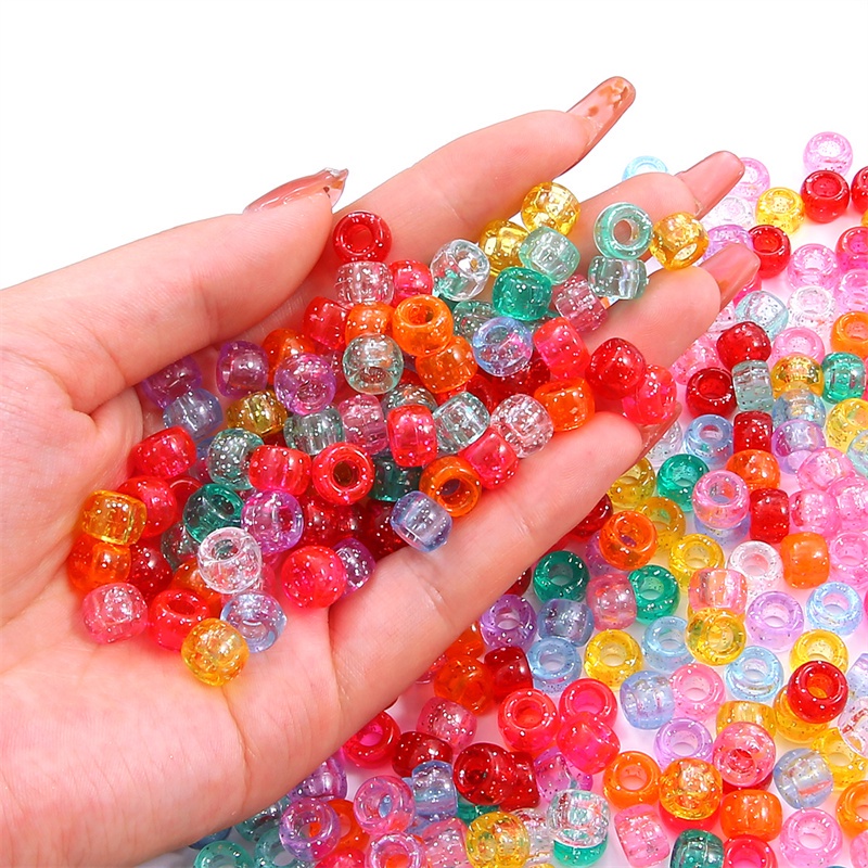 100Pcs Candy Color Acrylic Round Hole Spacer Beads For Jewelry Making Charms Kids DIY Craft Earring Bracelet Handicrafts