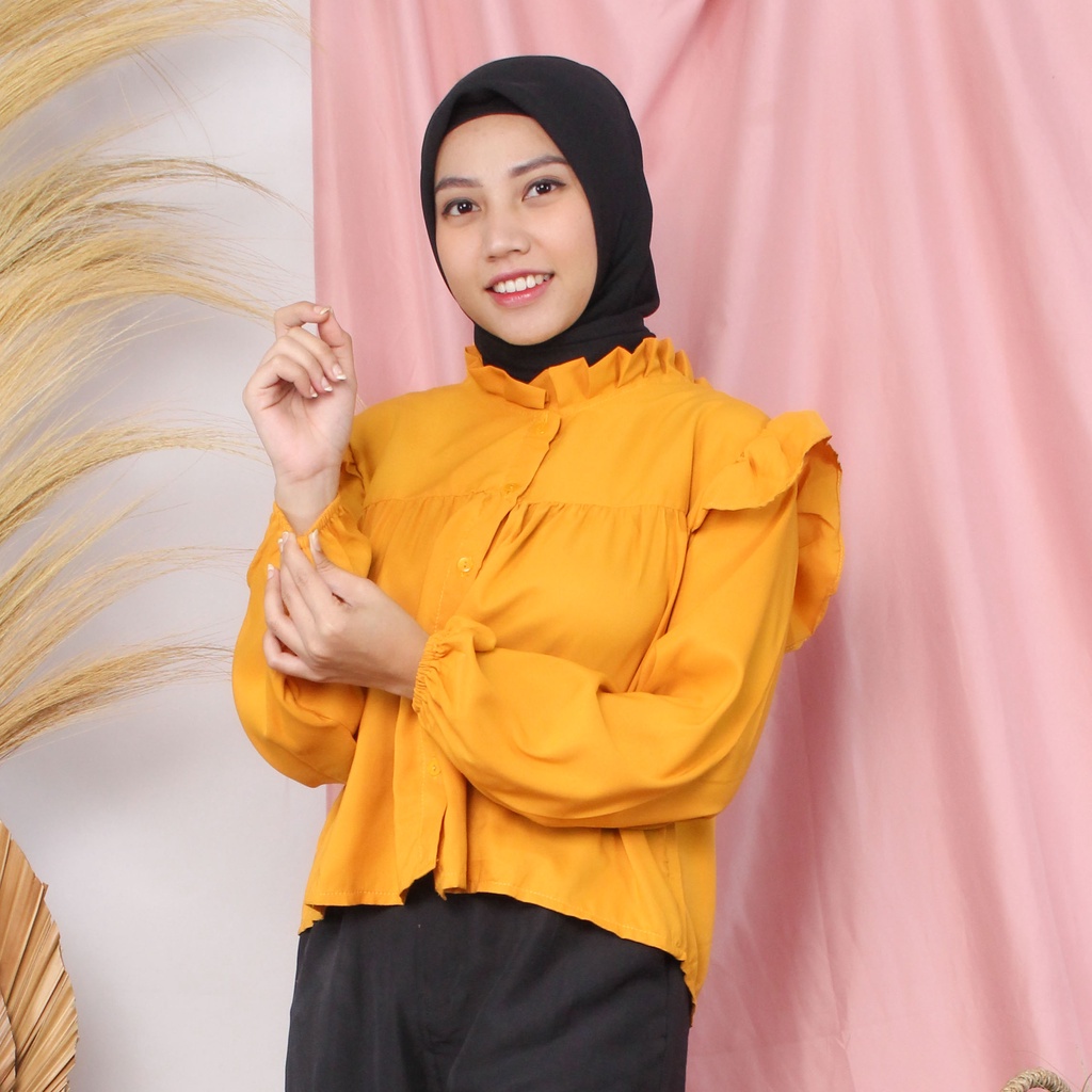 BEFAST - ZRX OOTD Wanita Blouse ITSUMI / Puffy Blouse / Blouse Wanita Lengan Puffy / Atasan Wanita lengan Panjang / Blouse Polos Casual / Blouse Formal / Fashion Wanita Modis / Termurah