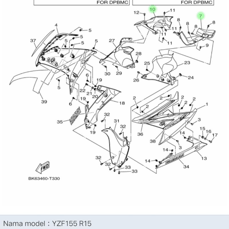 cover panel console speedo spido R15 VVA kiri kanan BK6-F837L-00 BK6-F837M-00 asli original Yamaha Y
