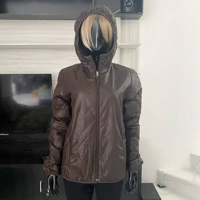 Raincoat Wanita Parasut Cokelat Tua