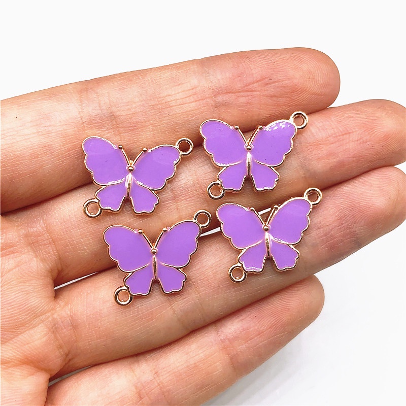 Butterfly 4pcs Liontin Kupu-Kupu Bunga Aster Bahan Alloy Untuk Membuat Perhiasan DIY