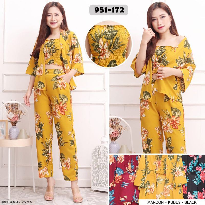 winsstore85 set jumpsuit 3in1 bunga