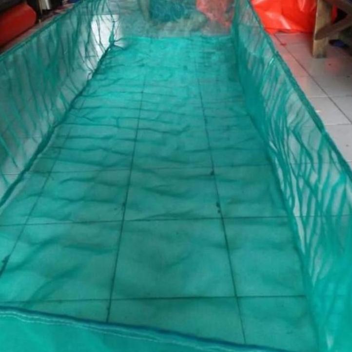 빠 K2105 Keramba hapa 2m x 1m x 0.5m ikan burayak larva anak kain kasa hijau siap pakai tali tambang 