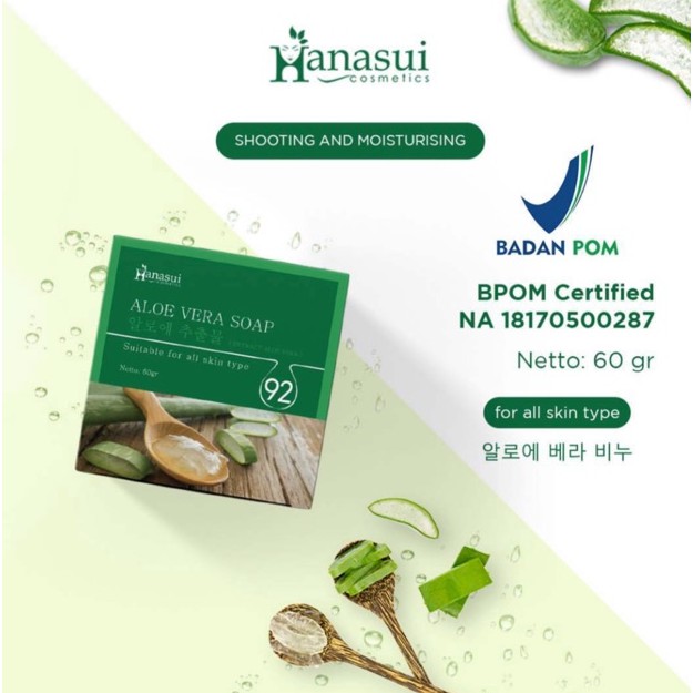 HANASUI Bar Soap Coffee White Rice Bamboo Charcoal Aloe Vera | Sabun Batang Scrub 60gr BPOM