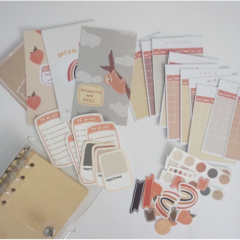 

jurnal sticker set (pocket planner binder, postcard, stiker set) binder pvc transparan
