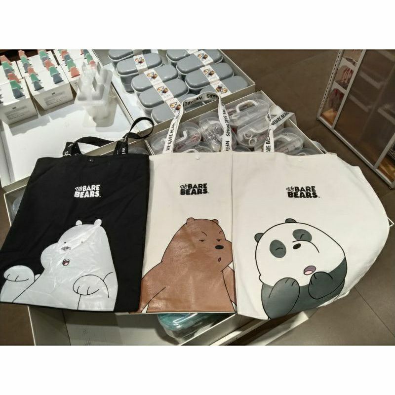MINISO WE BARE BEARS TOTE BAG / TAS TOTE MINISO SERIES WBB / TAS BELANJA