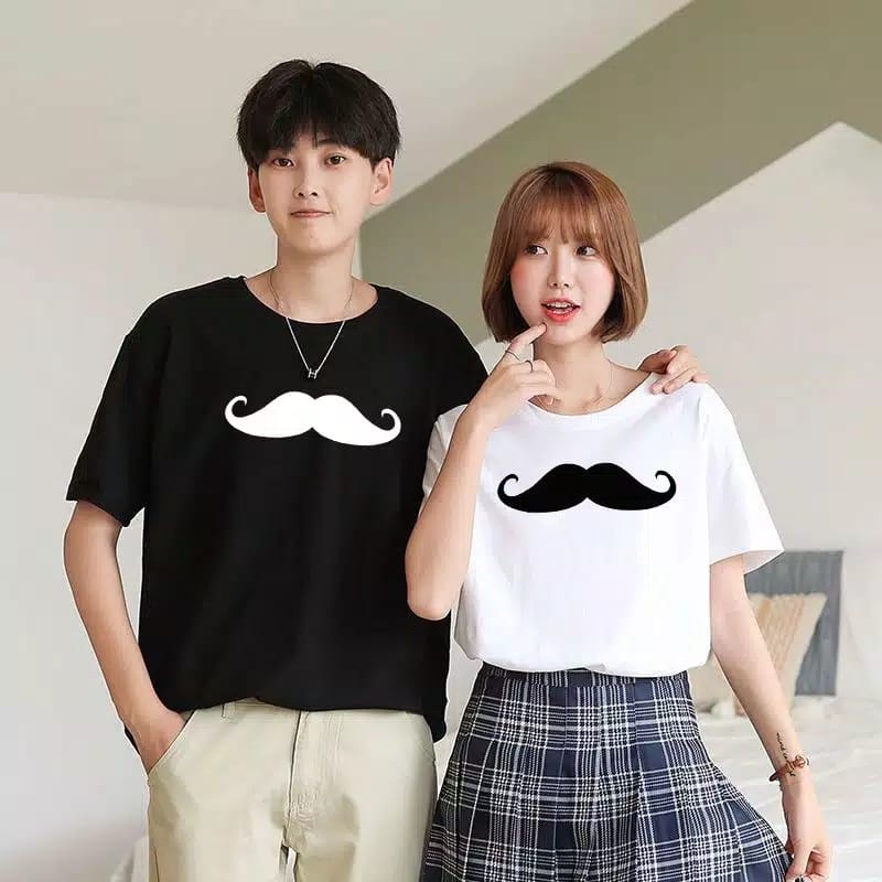 MYSTIQUE.ID-BAJU KAOS COUPLE KUMIS T-SHIRT LUCU DAN AESTHETIC