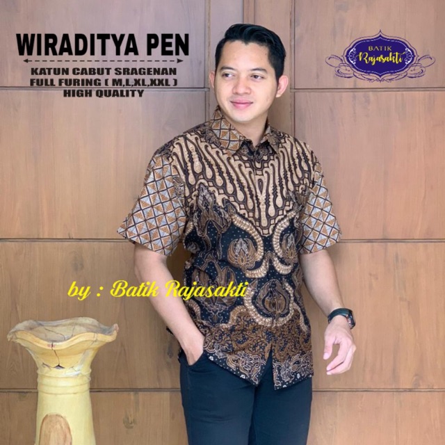 Batik WIRADITYA Pendek Katun Cabut Sragenan Full Furing Termurah