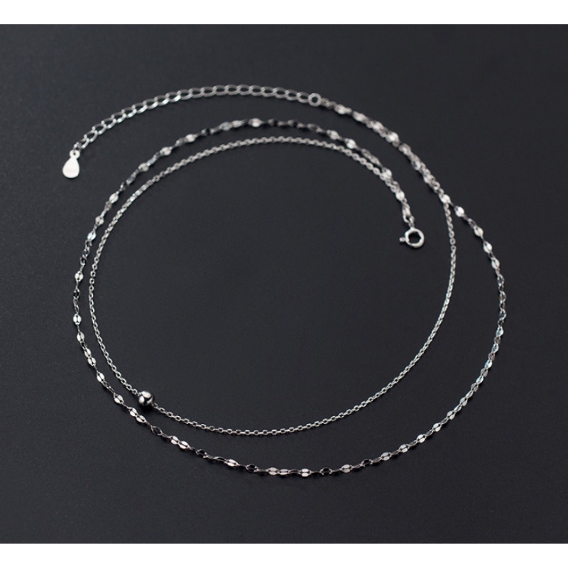 Kalung Rantai 925 Sterling Silver 100% Liontin Bola 5MM Lapis Ganda Gaya Korea Untuk Hadiah Perhiasan
