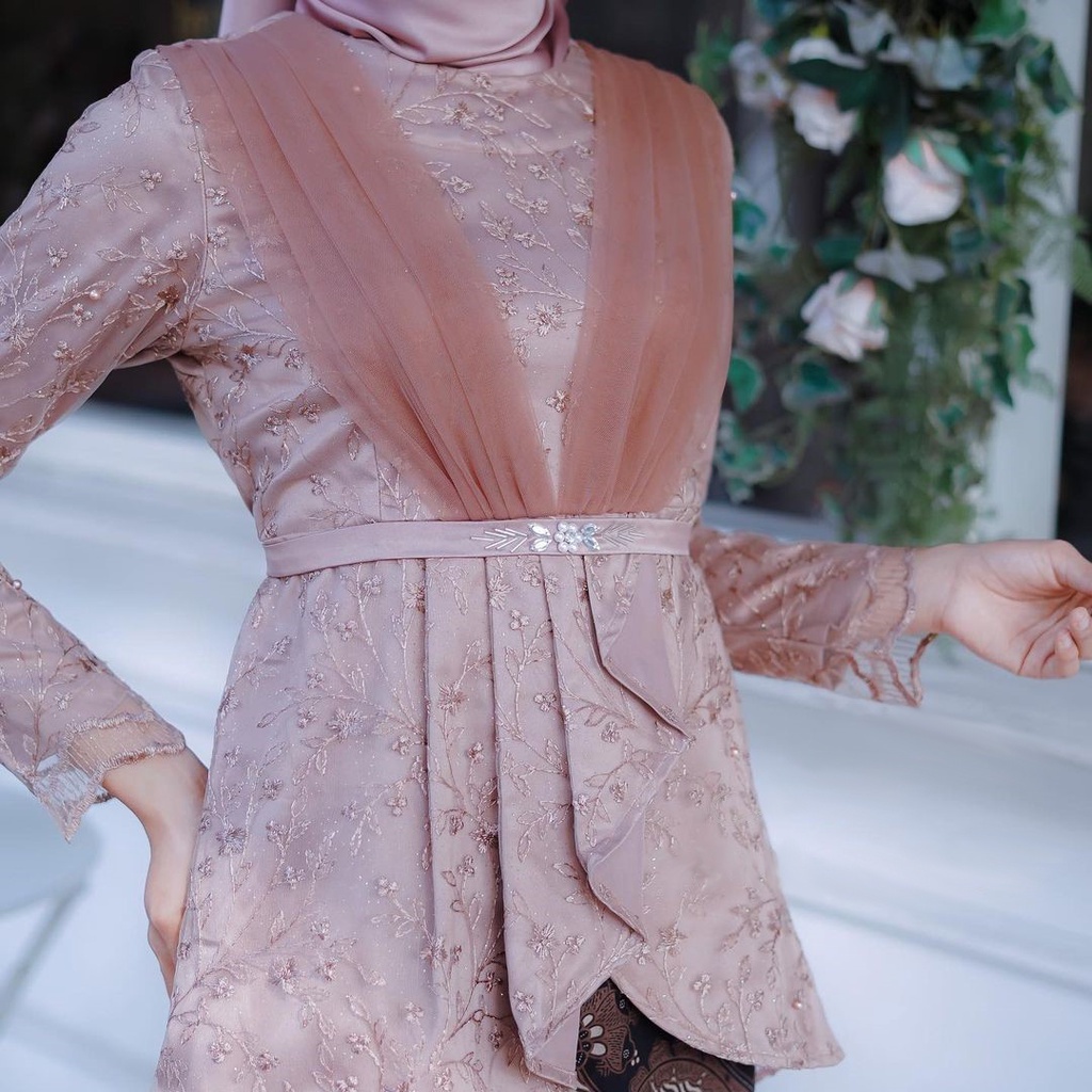 NEW ARIVAL || SET KEBAYA MODERN NUDE Brokat Tille Premium Kebaya Lamaran Dan Wisuda Kekinan Kebaya Modern Sragam Kekinan