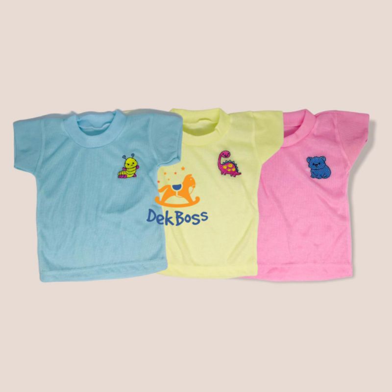 Baju bayi lengan pendek newborn kancing depan polos pakaian bayi baru lahir 0 6 12 bulan laki laki perempuan-PENDEK BORDIR