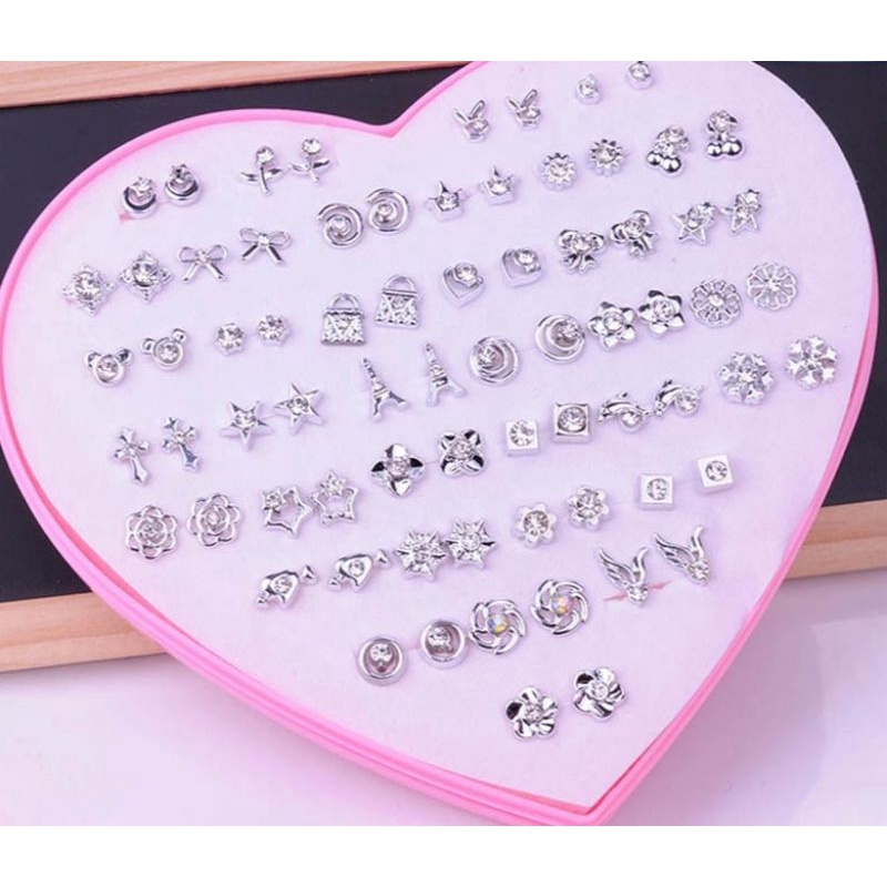 Satu pasang anting Korea murah/anting tusuk plastik/anting lucu silver
