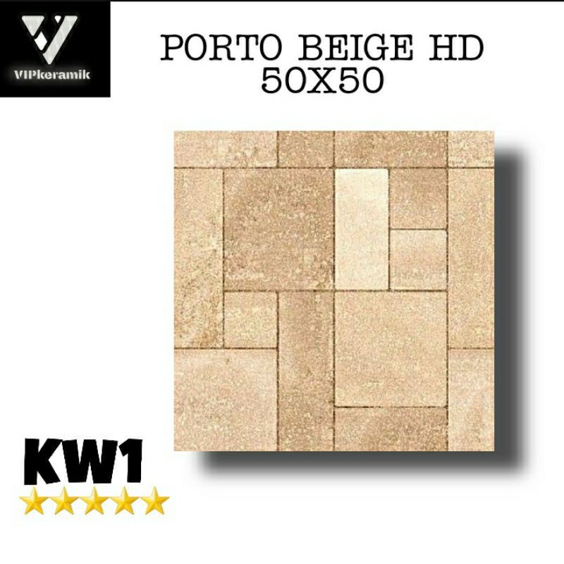 KERAMIK LANTAI KASAR GARASI KIA PORTO BEIGE HD 50X50 KW1