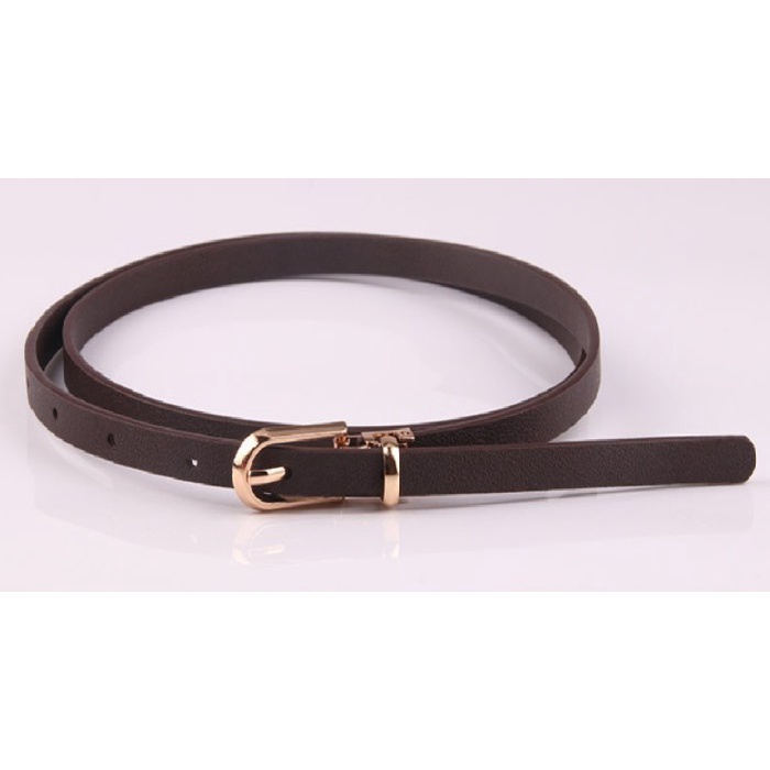 Ikat Ban Pinggang Wanita THIN KECIL #648 Korea Fashion Kulit PU Belt - COKLAT TUA(K7O5) Sabuk Wanita