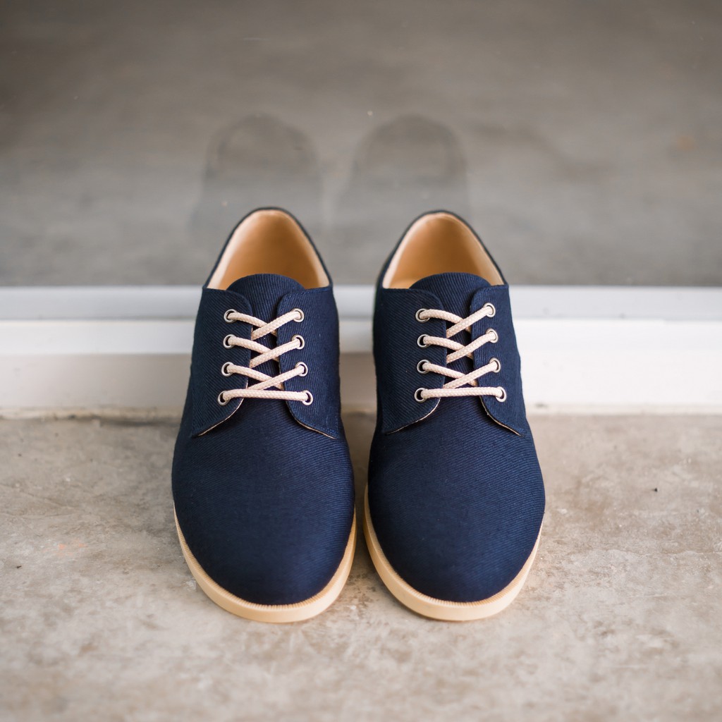 ELVRA Footwear - Sepatu Pria Sepatu Sneakers Sepatu Kasual Casual Sepatu Kanvas Canvas - Ernest Navy Cream