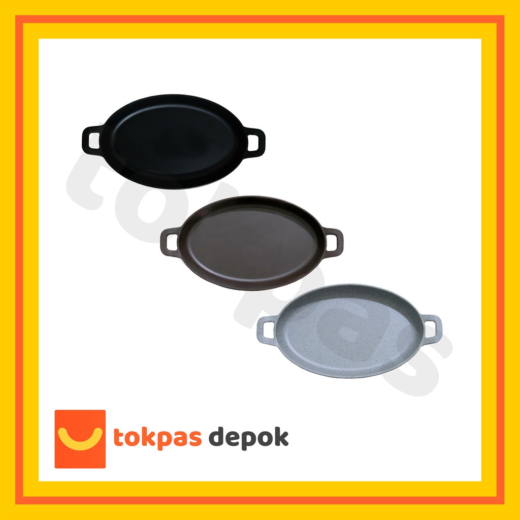 Golden Dragon Piring Saji dengan Gagang Piring Untuk Cafe Piring melamin Saji Oval Hitam P 7310 A Go