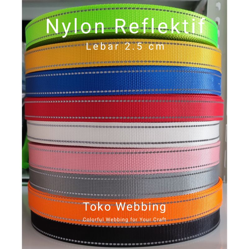 Webbing 2.5 cm Nylon Reflektif