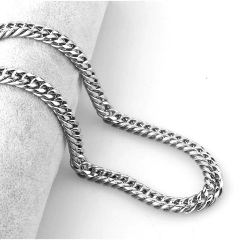 Kalung Titanium Pria Keren Rantai Silver Besar 75 cm