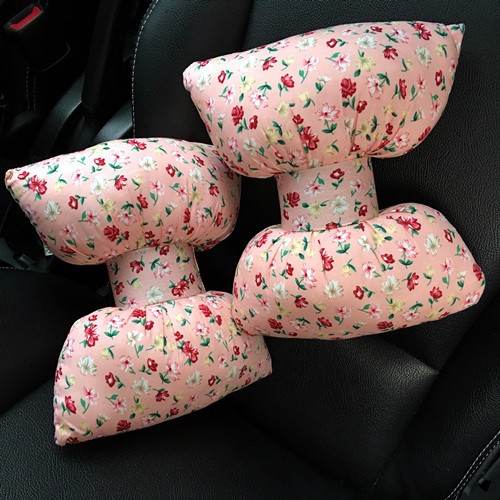 Bantal Kepala Leher Jok Mobil Pita Bunga Kualitas Super 4 macam motif